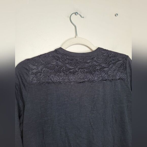Downeast Black Lace Pullover Shirt Long Sleeve Black V Neck Comfy Casual Small - Picture 12 of 12